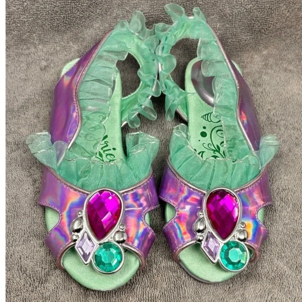 Disney Ariel The Little Mermaid Costume Shoes Girls 11/12 Purple Iridescent Gem